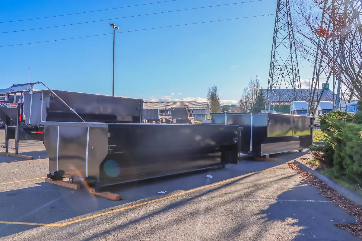 Roll-off dumpster ready for waste disposal at job site for 10 Yard Dumpster Rental in East Rochester